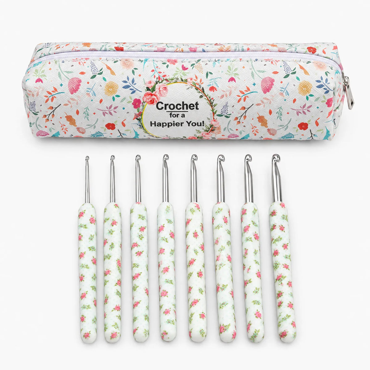 Ergonomic Floral Handle Crochet Hooks Set