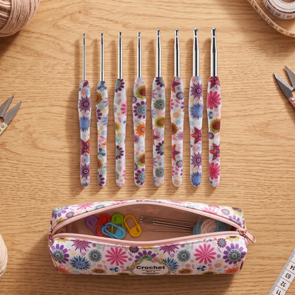 Ergonomic Floral Handle Crochet Hooks Set