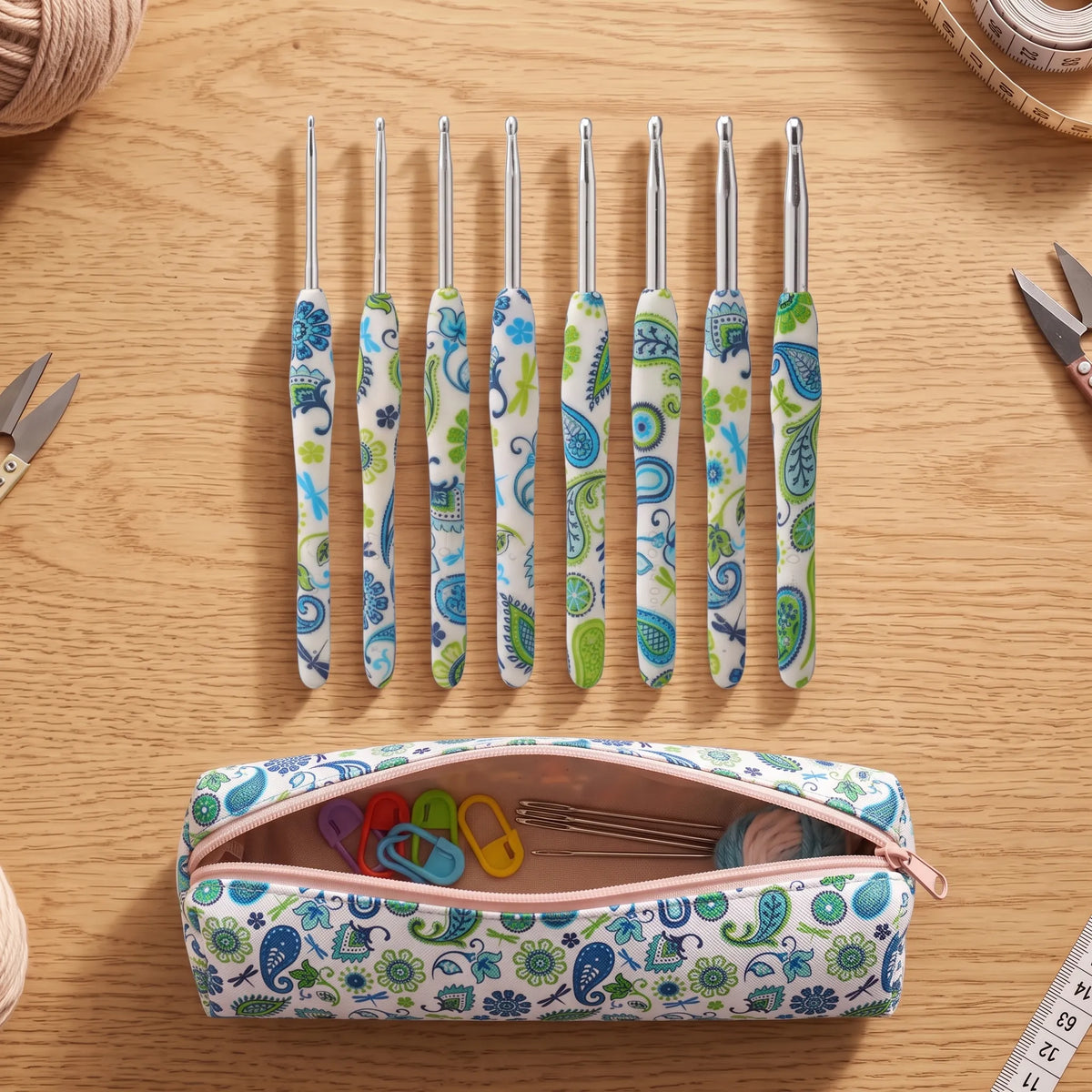 Ergonomic Floral Handle Crochet Hooks Set