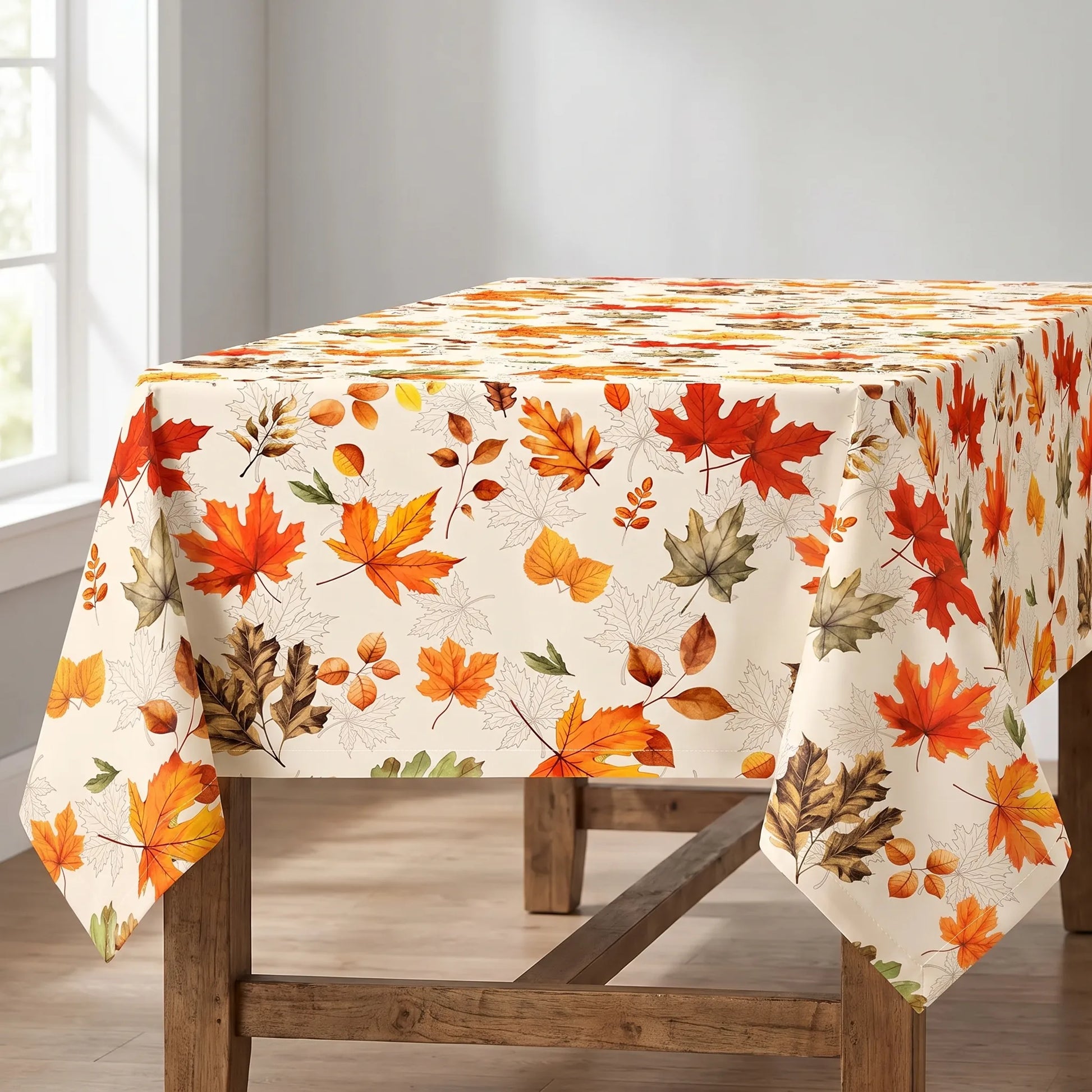 Fall Tablecloth with Autumn Leaves for Thanksgiving
