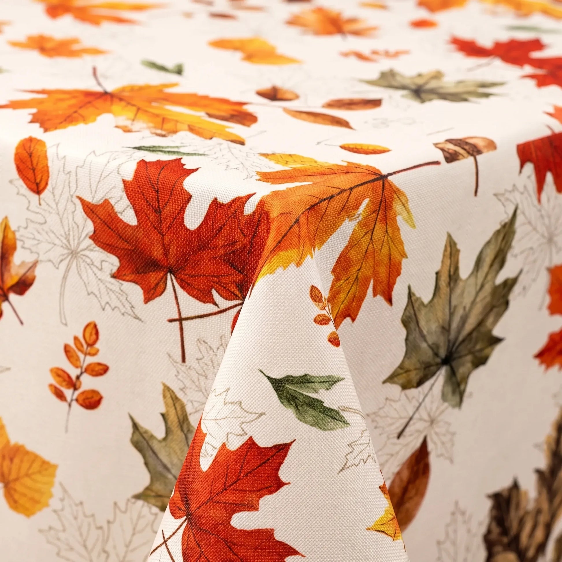 Fall Tablecloth with Autumn Leaves for Thanksgiving