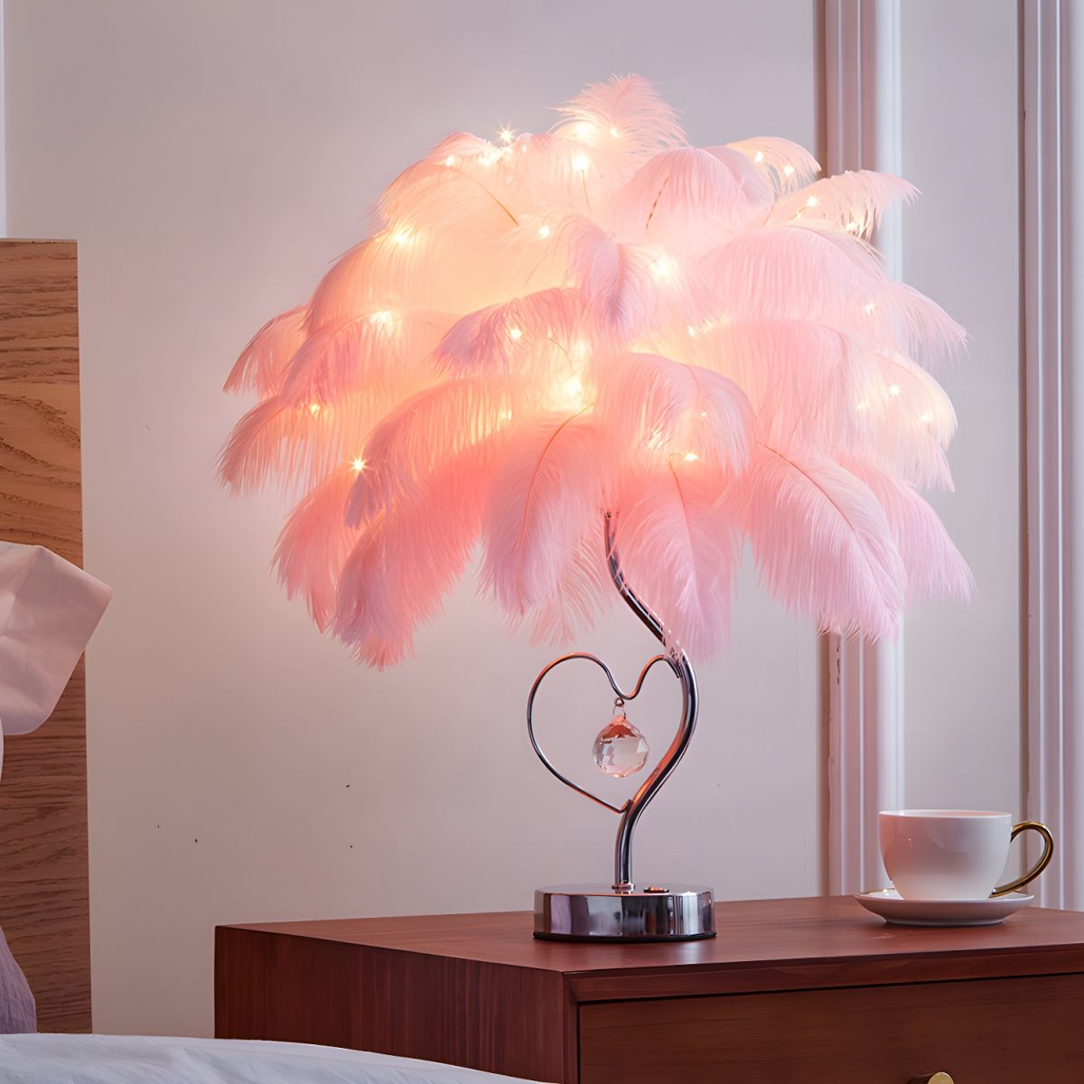 Feather Shade LED Table Lamp Romantic Style | Norali