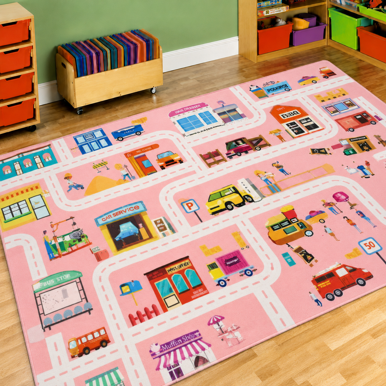 Flannel City Road Print Play Mat Rug for Kids Room Indoor | Melvica
