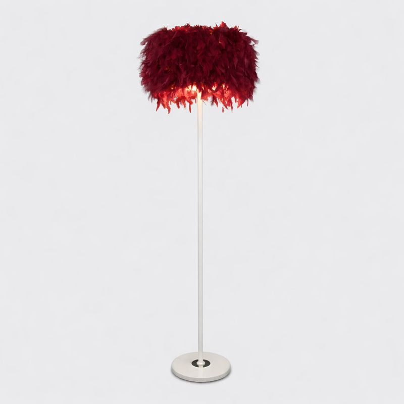 Floor Lamp Fabric Drum Shade Modern Interior Lighting | Zoreva