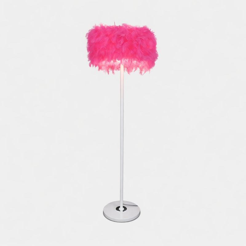 Floor Lamp Fabric Drum Shade Modern Interior Lighting | Zoreva