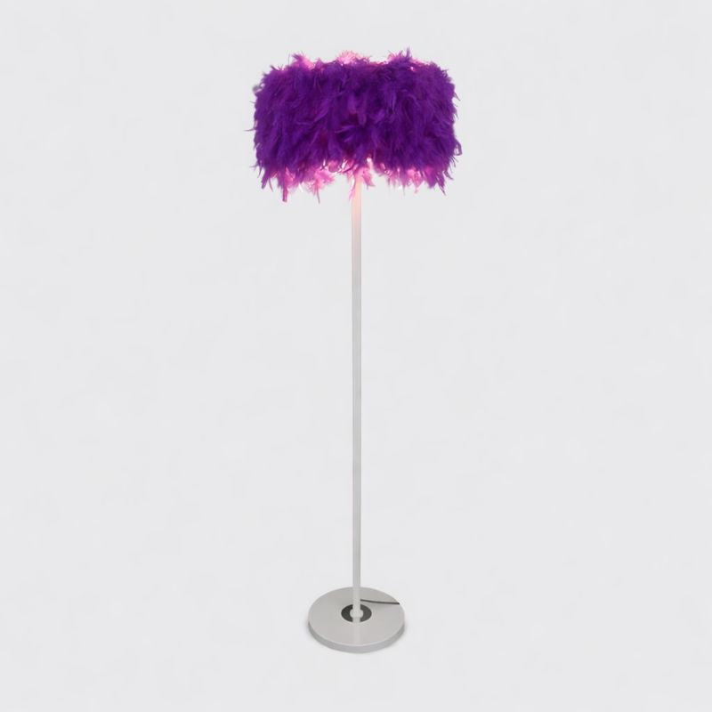 Floor Lamp Fabric Drum Shade Modern Interior Lighting | Zoreva