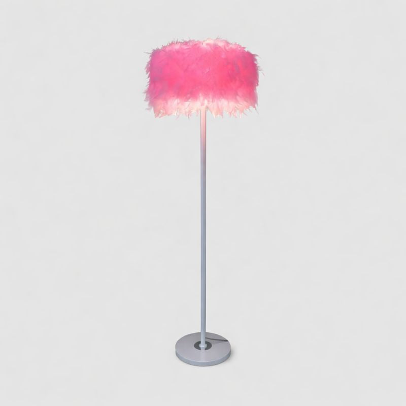 Floor Lamp Fabric Drum Shade Modern Interior Lighting | Zoreva