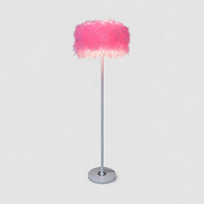 Floor Lamp Fabric Drum Shade Modern Interior Lighting | Zoreva