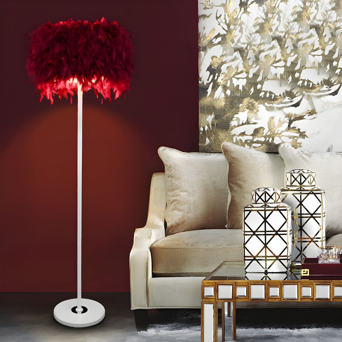 Floor Lamp Fabric Drum Shade Modern Interior Lighting | Zoreva