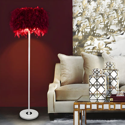 Floor Lamp Fabric Drum Shade Modern Interior Lighting | Zoreva