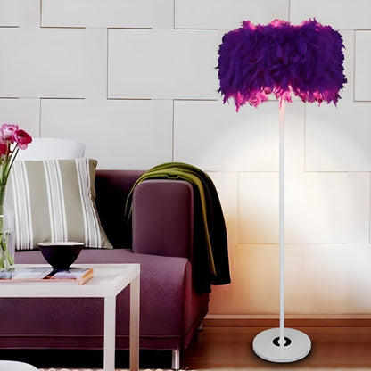 Floor Lamp Fabric Drum Shade Modern Interior Lighting | Zoreva
