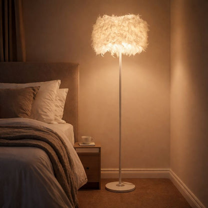 Floor Lamp Fabric Drum Shade Modern Interior Lighting | Zoreva