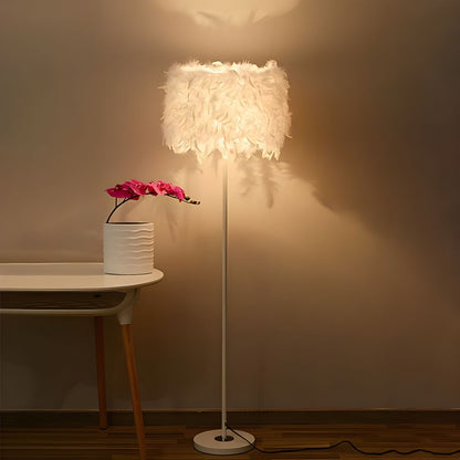 Floor Lamp Fabric Drum Shade Modern Interior Lighting | Zoreva