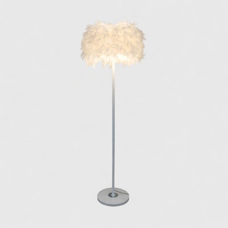 Floor Lamp Fabric Drum Shade Modern Interior Lighting | Zoreva