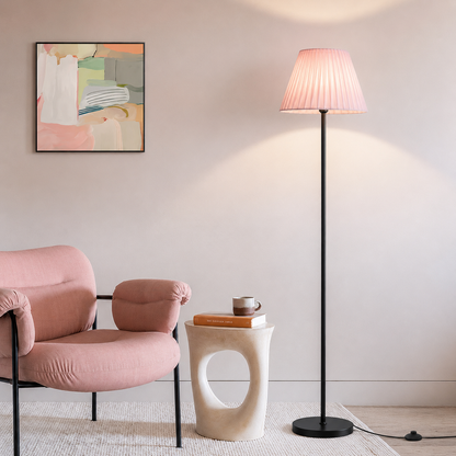Floor Lamp Metal Fabric Shade Remote Control Lighting | Vensora