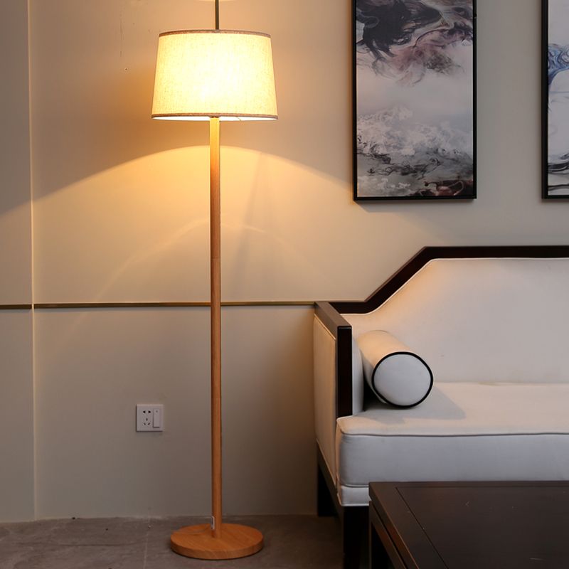 Floor Lamp Metal Frame Fabric Shade Modern Lighting | Kelvora