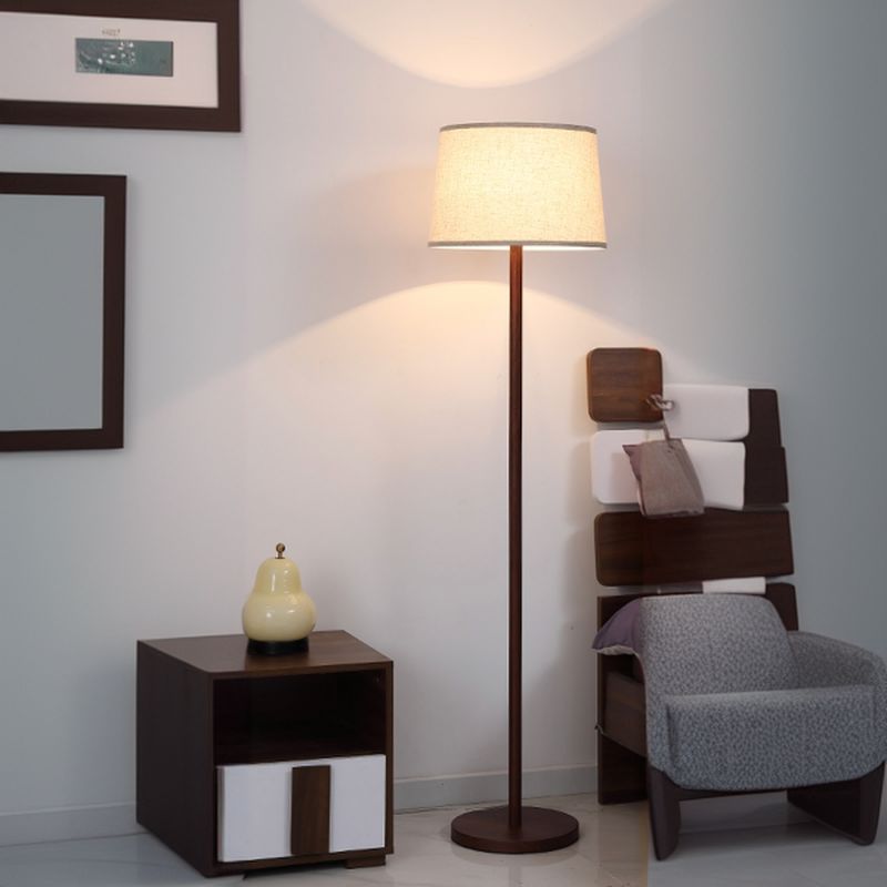 Floor Lamp Metal Frame Fabric Shade Modern Lighting | Kelvora