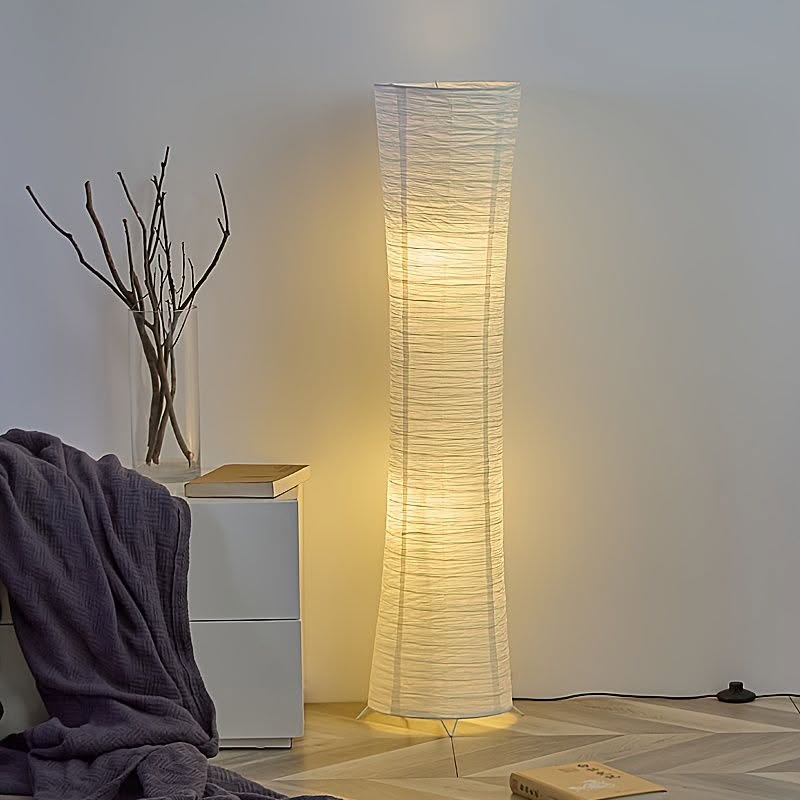 Floor Lamp Paper Shade LED Adjustable Lighting Minimalist | Taveren