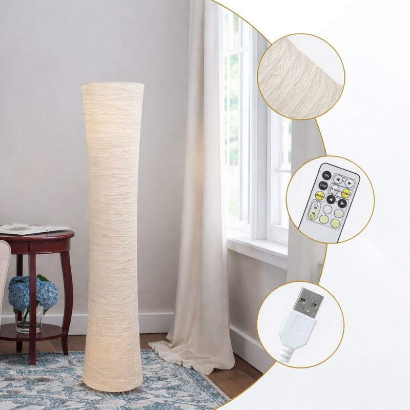 Floor Lamp Paper Shade LED Adjustable Lighting Minimalist | Taveren
