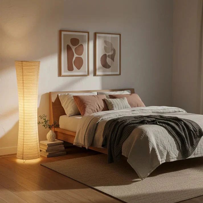 Floor Lamp Paper Shade LED Adjustable Lighting Minimalist | Taveren