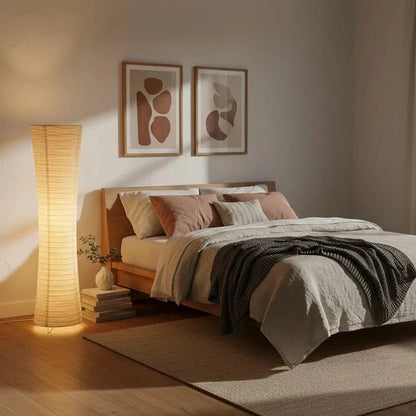 Floor Lamp Paper Shade LED Adjustable Lighting Minimalist | Taveren