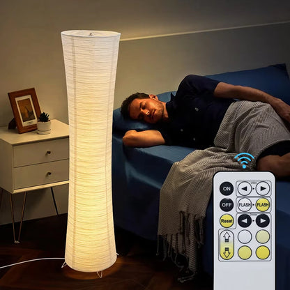 Floor Lamp Paper Shade LED Adjustable Lighting Minimalist | Taveren