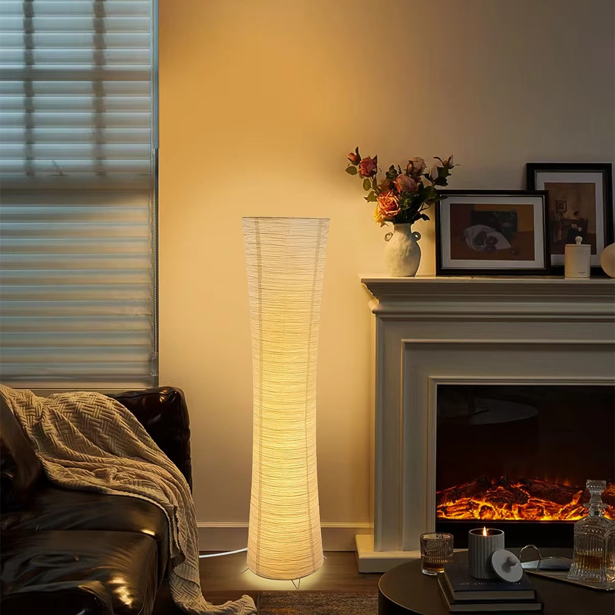 Floor Lamp Paper Shade LED Adjustable Lighting Minimalist | Taveren