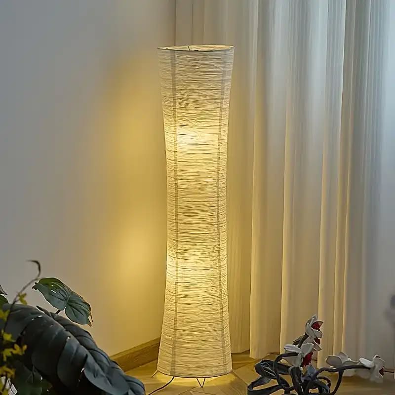 Floor Lamp Paper Shade LED Adjustable Lighting Minimalist | Taveren