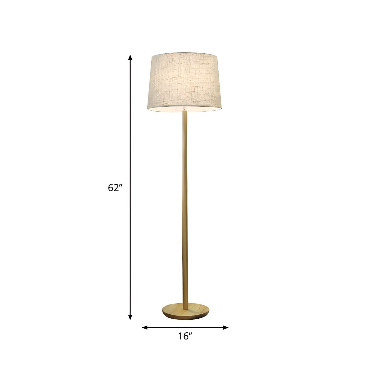 Floor Lamp Wooden Base Fabric Drum Shade Modern | Tormexa