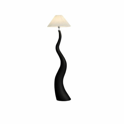 Floor Lamp with Resin Base and Pleated Oriental Shade | Vantris
