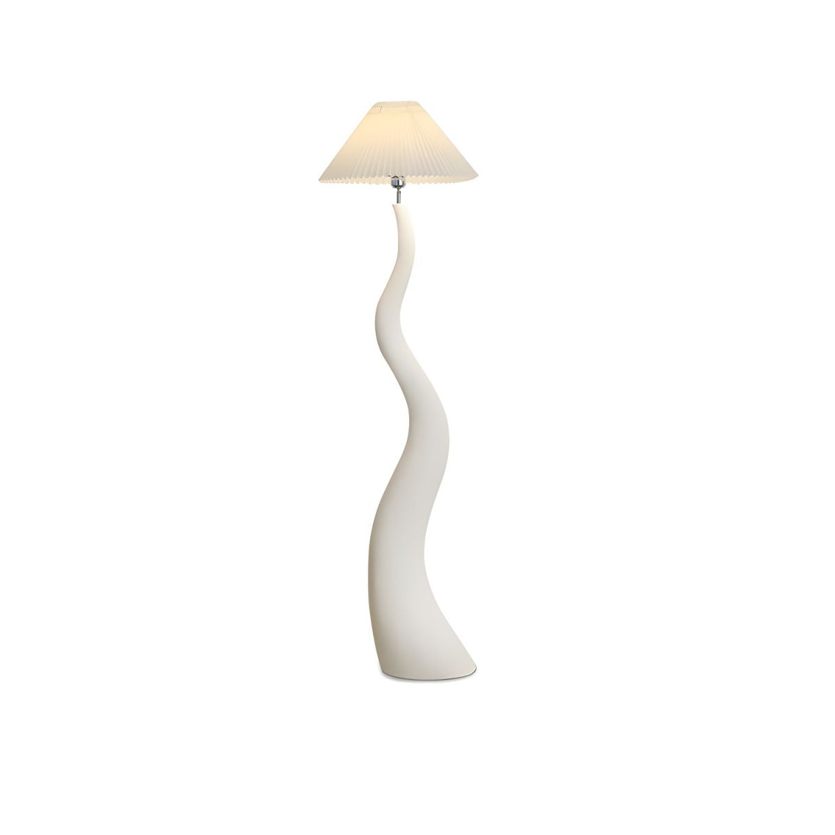 Floor Lamp with Resin Base and Pleated Oriental Shade | Vantris