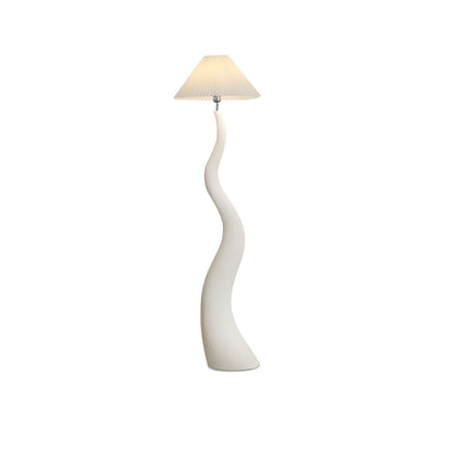 Floor Lamp with Resin Base and Pleated Oriental Shade | Vantris