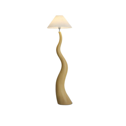 Floor Lamp with Resin Base and Pleated Oriental Shade | Vantris