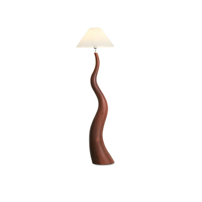 Floor Lamp with Resin Base and Pleated Oriental Shade | Vantris
