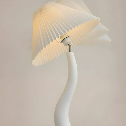 Floor Lamp with Resin Base and Pleated Oriental Shade | Vantris