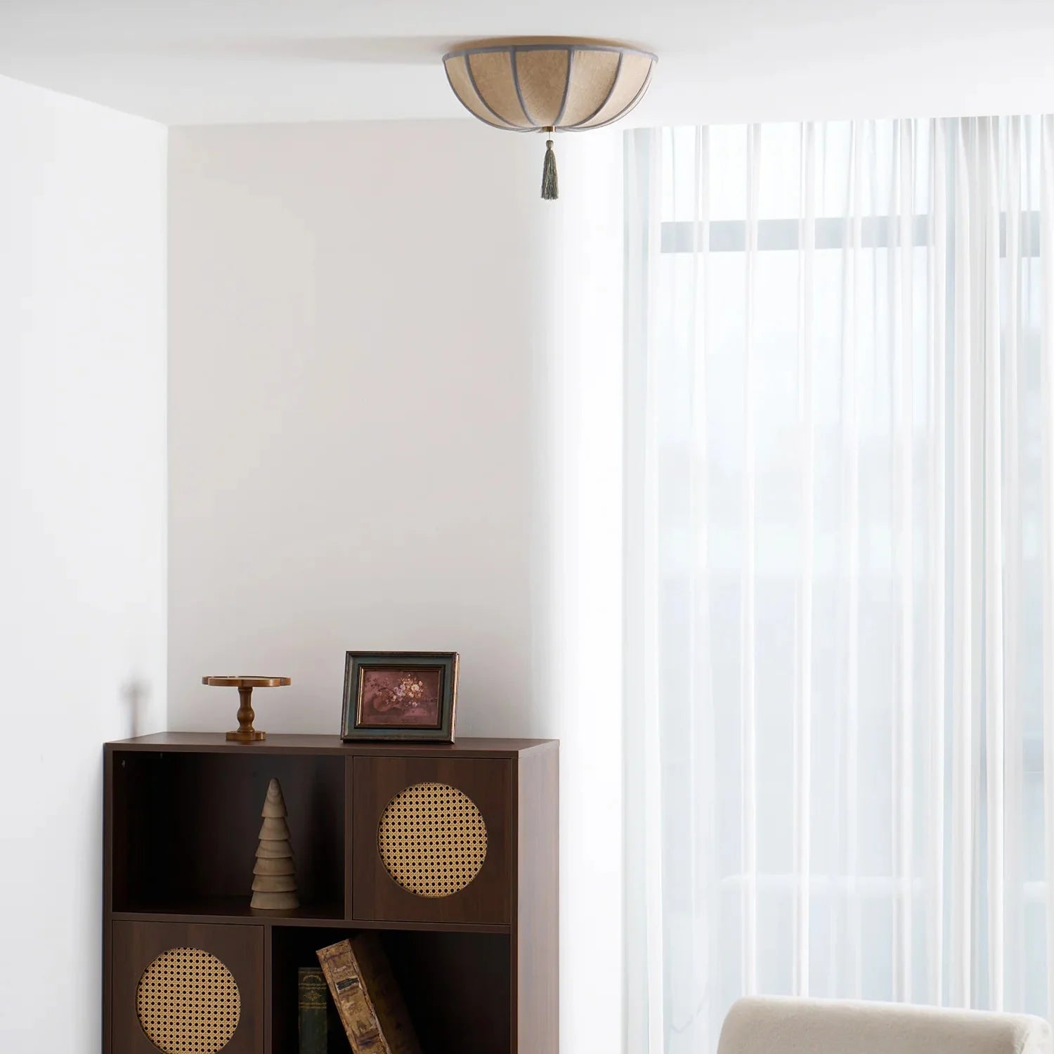 Floral Fabric Shade Ceiling Light Fixture | Lumivyn