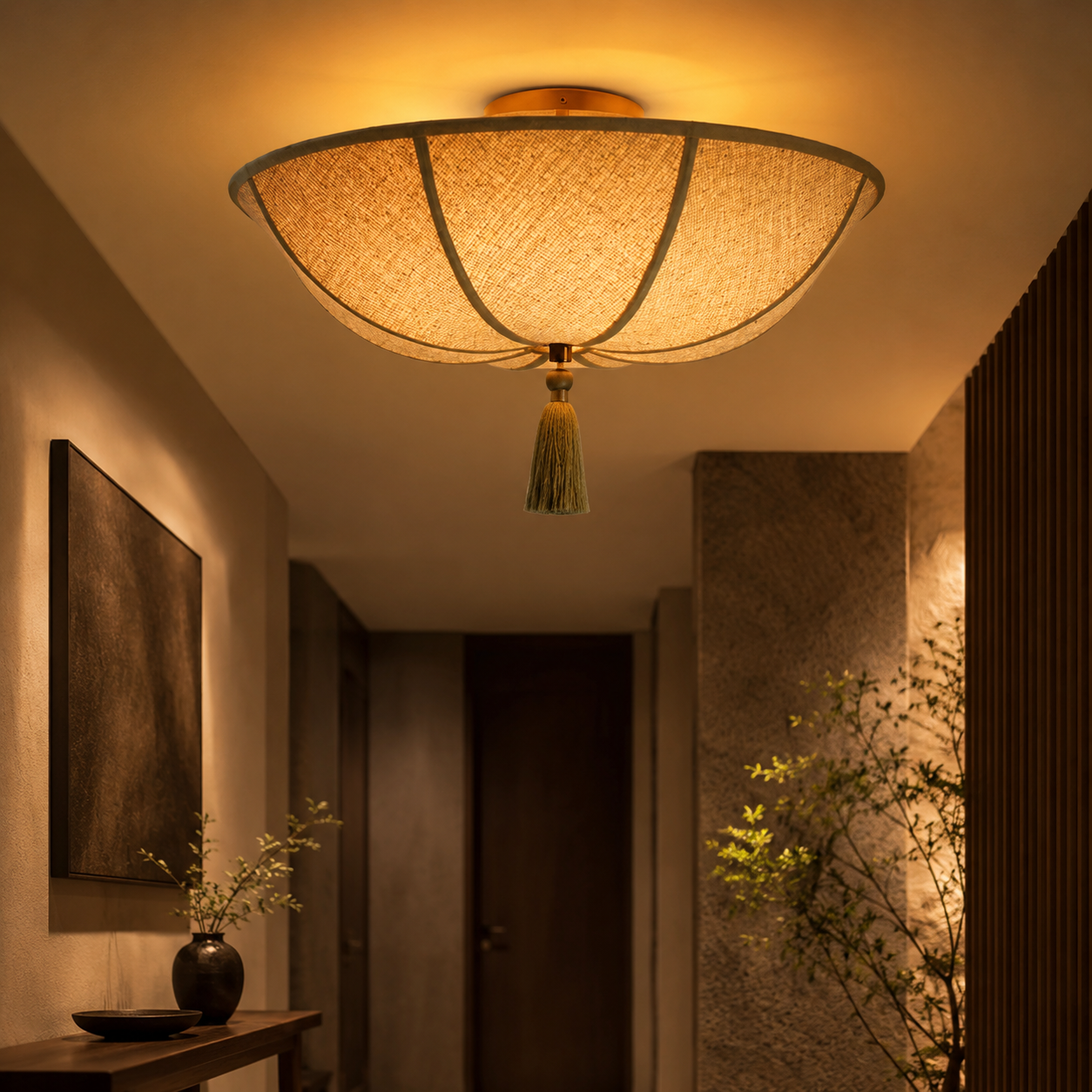 Floral Fabric Shade Ceiling Light Fixture | Lumivyn