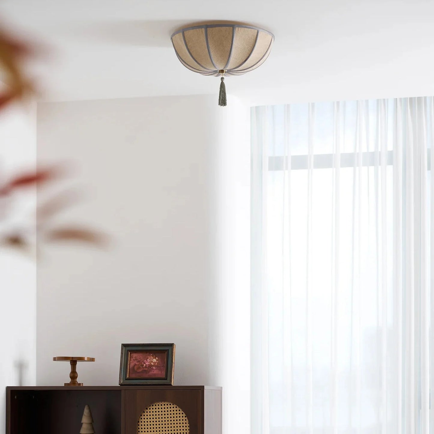 Floral Fabric Shade Ceiling Light Fixture | Lumivyn