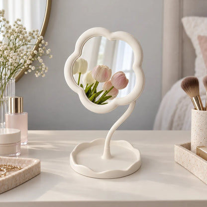 Flower Shaped Vanity Mirror with Storage Base