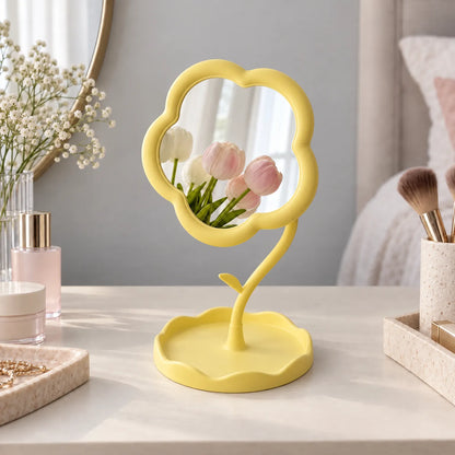 Flower Shaped Vanity Mirror with Storage Base