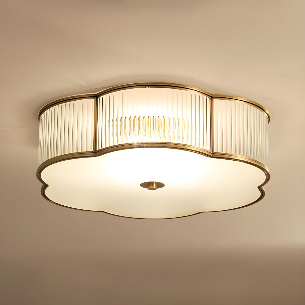 Flush Mount Ribbed Glass Ceiling Light in Traditional Style | Avelle