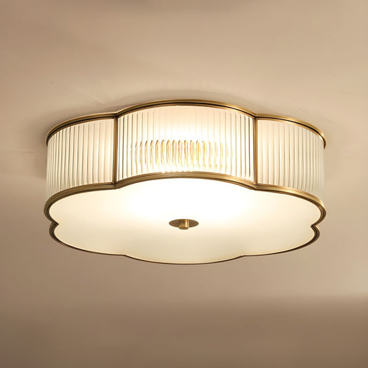 Flush Mount Ribbed Glass Ceiling Light in Traditional Style | Avelle