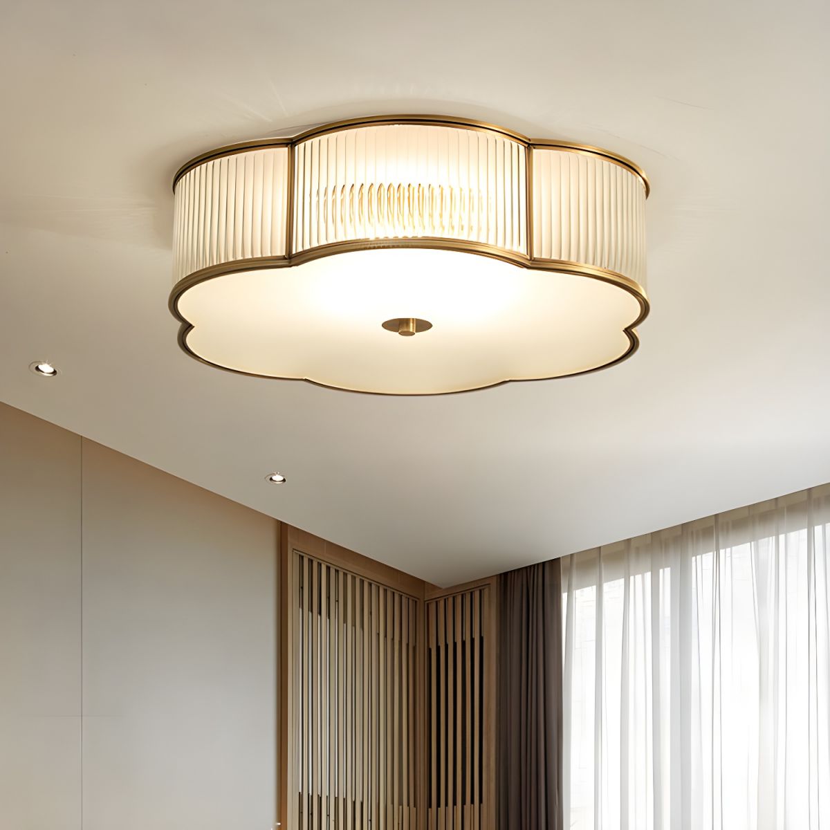 Flush Mount Ribbed Glass Ceiling Light in Traditional Style | Avelle