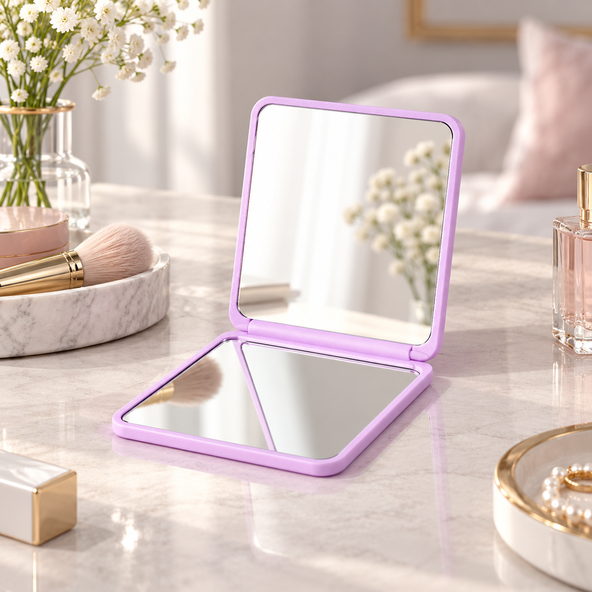 Folding Vanity Mirror for Travel and Makeup