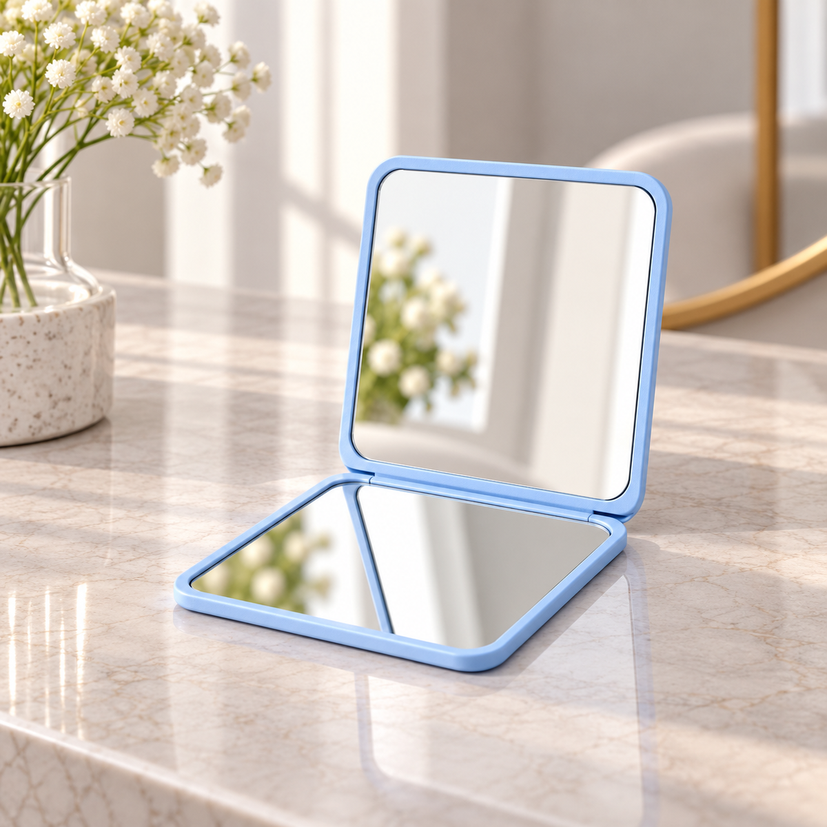 Folding Vanity Mirror for Travel and Makeup