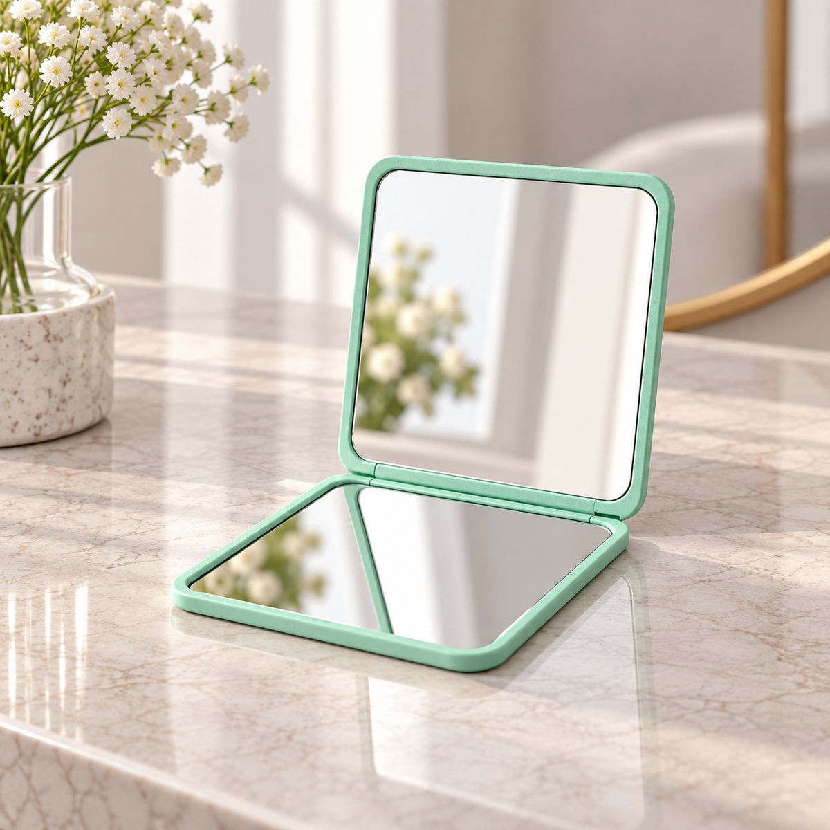 Folding Vanity Mirror for Travel and Makeup