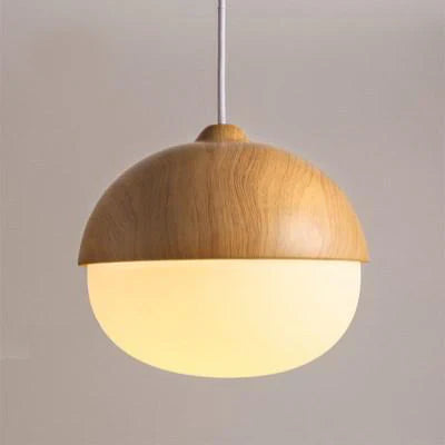 Frosted Glass Pendant Light Faux Wood Nordic Style | Orlisse