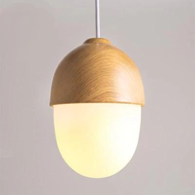 Frosted Glass Pendant Light Faux Wood Nordic Style | Orlisse