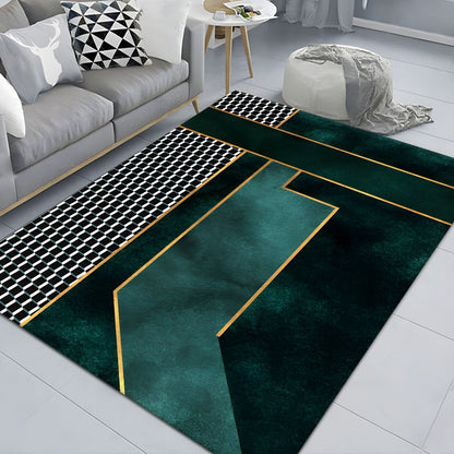 Geometric Checkerboard Corner Rug Glam Interior Style | Norveta
