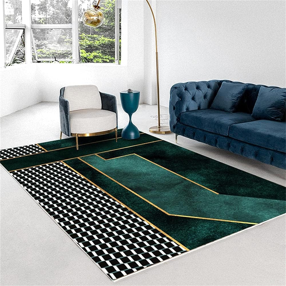 Geometric Checkerboard Corner Rug Glam Interior Style | Norveta